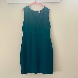 Banana Republic Teal Sleeveless V-Neck Pleated Dress Size 14